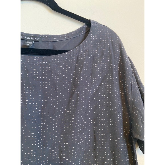 Eileen Fisher Gray Dot Print Shift Dress Size Small - Picture 3 of 8
